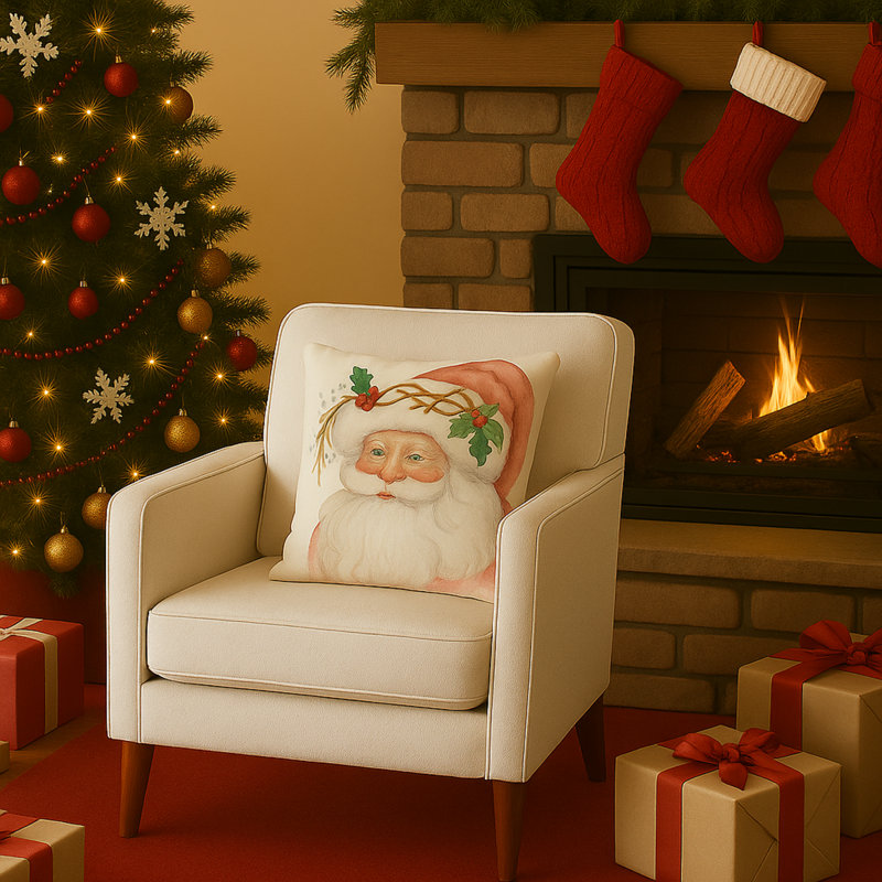 Coussin en lin Père Noël