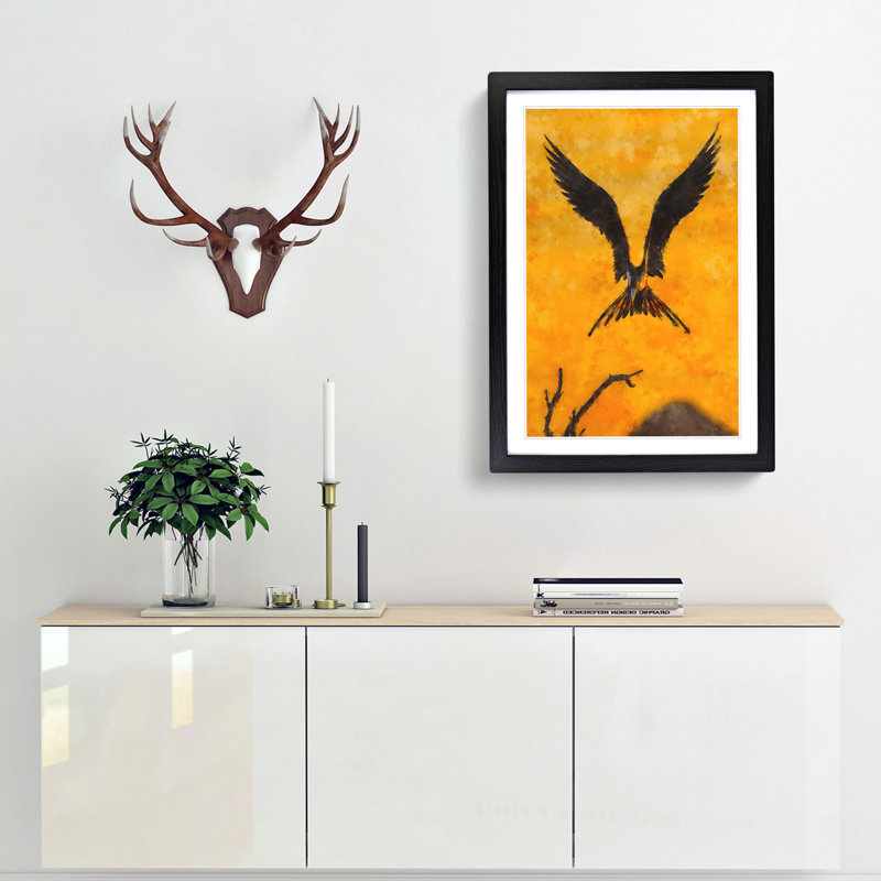 Bird in Flight - Picture Frame Graphic Art Print, 33cm H x 24cm W x 2cm D, Black Framed