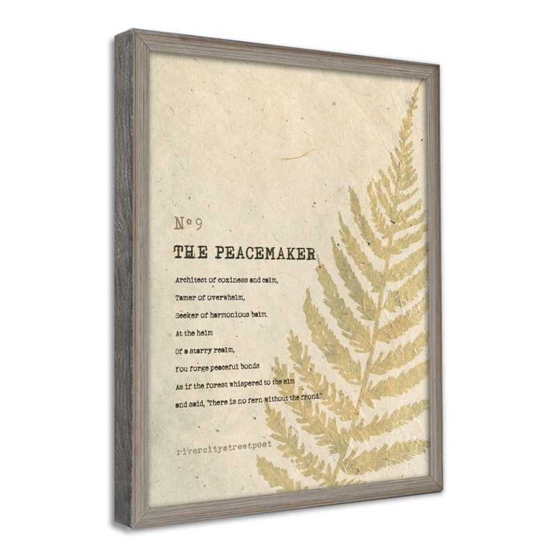 " The Peacemaker' Framed Print Wall Art By River City Street Poet " by Meredith Jade Garrett, 16" H x 12" W x 1" D