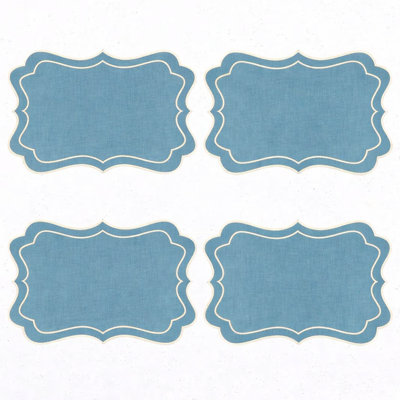 Ensemble de napperons festonnés bleu océan de 4, 11 po x 17 po