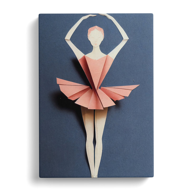 XV1022-3396X Paper Ballerina Dancer - Print, 50cm H x 35cm W x 3cm D, No Matte, Wrapped Canvas