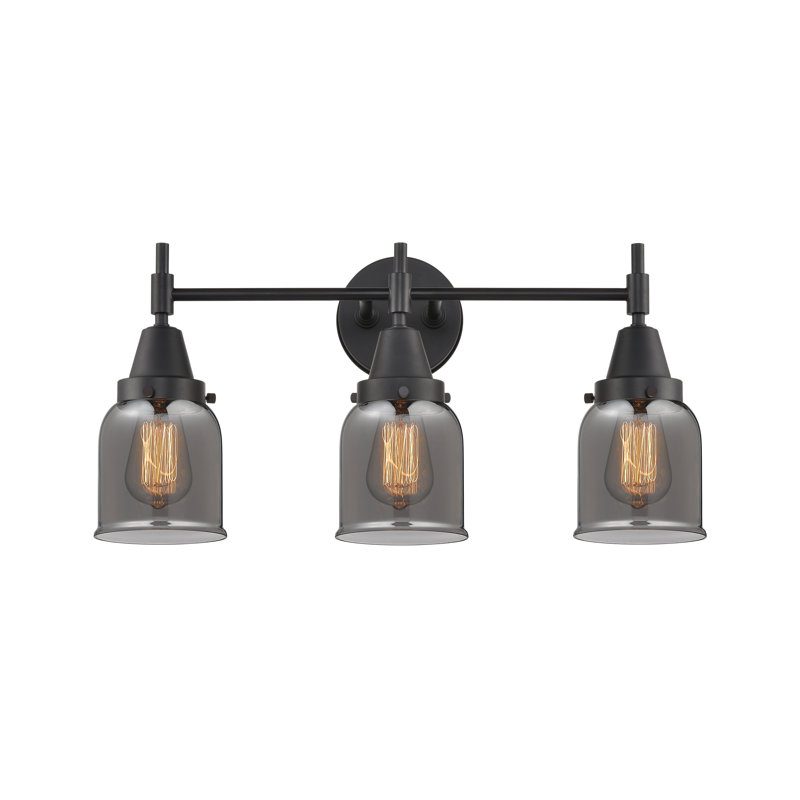 Éclairage pour meuble-lavabo à 3 lumières à intensité variable Gayle, Noir mat, Plaqué couleur fumée