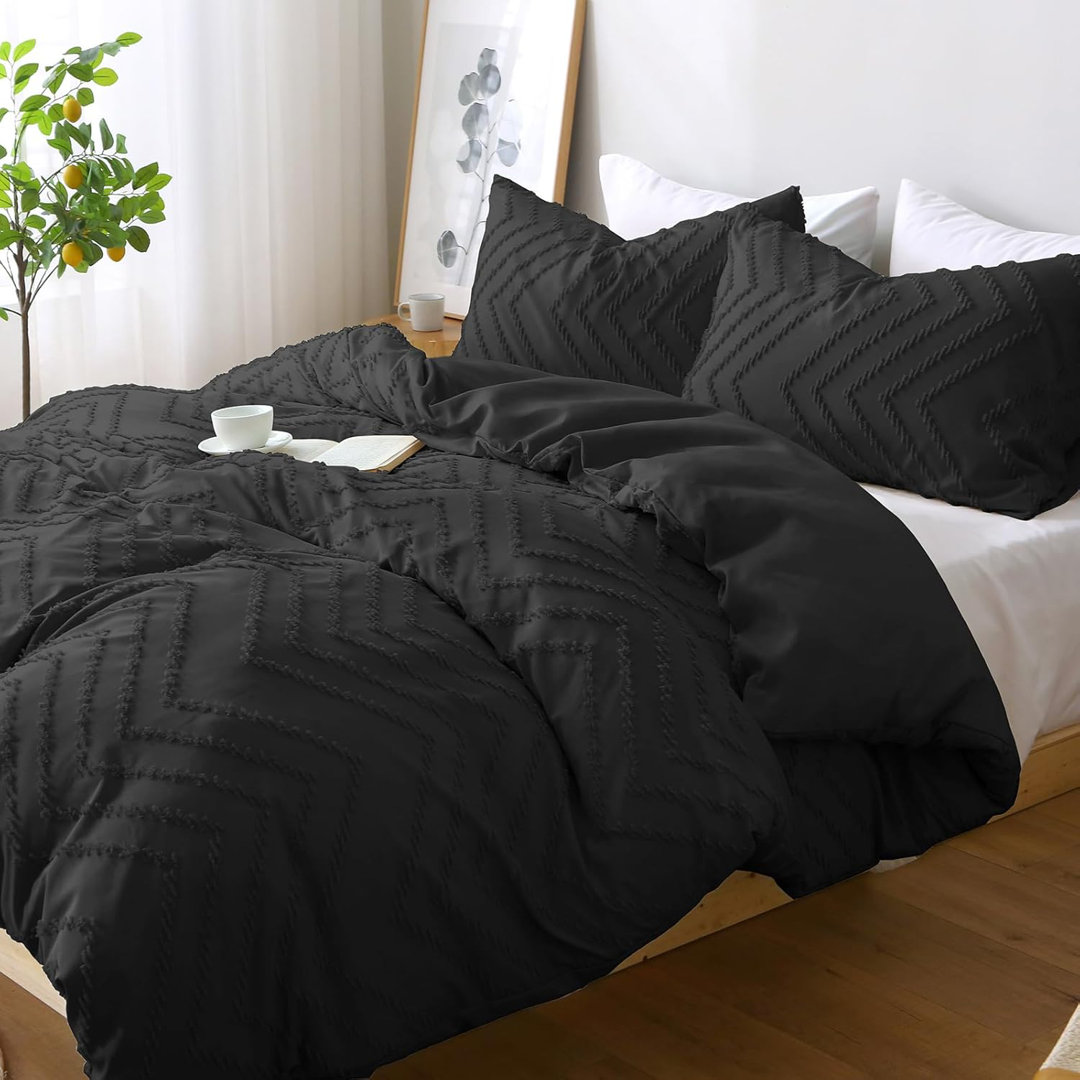 Microfiber Chequered Duvet Cover Set