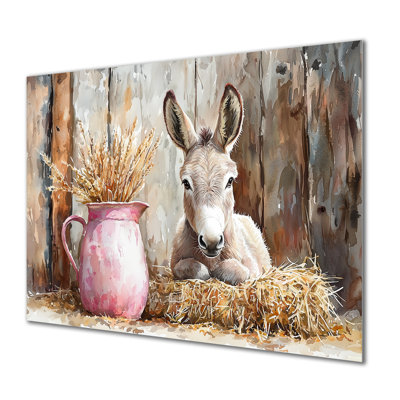 Donkey Portrait Of The Gentle Traveler IV - Modern Metal Art Print, Donkey Metal Wall Art