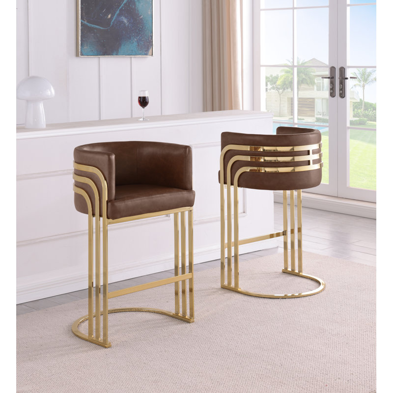 Tabouret de bar Teddy (24 po) et tabourets de bar (29 po) avec structure chromée, Moka
