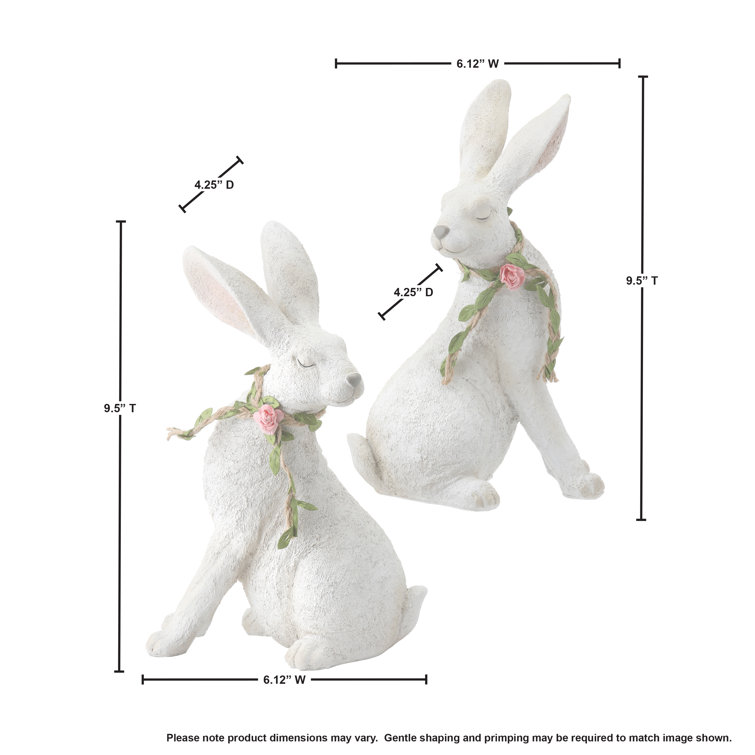 11 x 8 Farmhouse Resin Rabbits Garden Sculpture White - Olivia & May