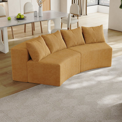 Canapé modulaire incurvé en velours Corduroy