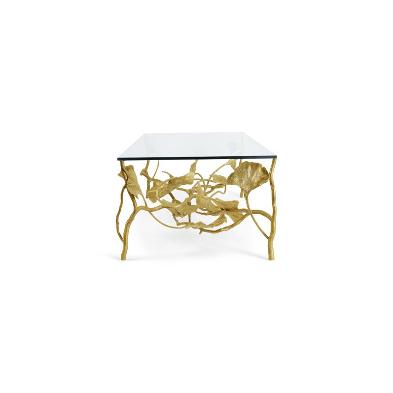 Golden Ginkgo Glass Coffee Table