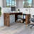 Modern L-Shaped Computer Desk With Open & Closed Storage -Dark Brown-1562253822