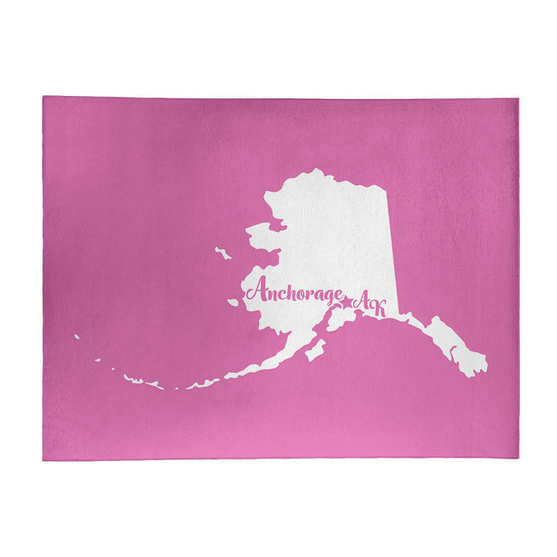 Tapis de la zone rose en polyester alaska ancrage, Rectangle 9 pi x 12 pi