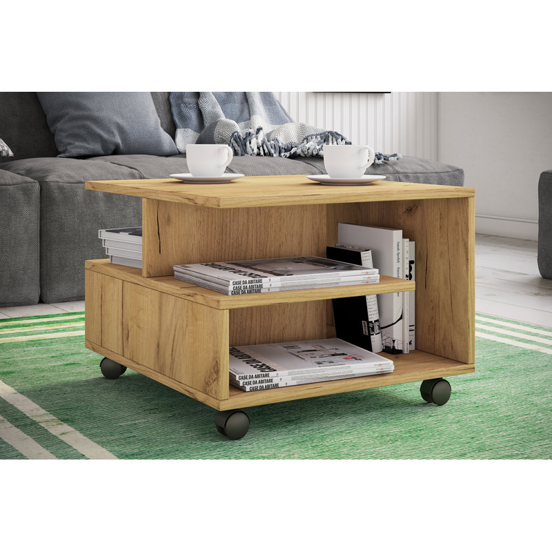 Brantice Coffee Table with Storage, Oak Wood