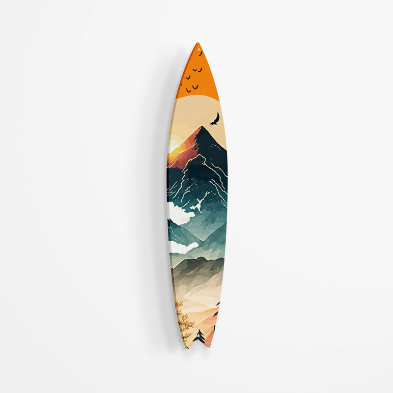 Planche de surf montagnes Horizon - Art audacieux sans cadre