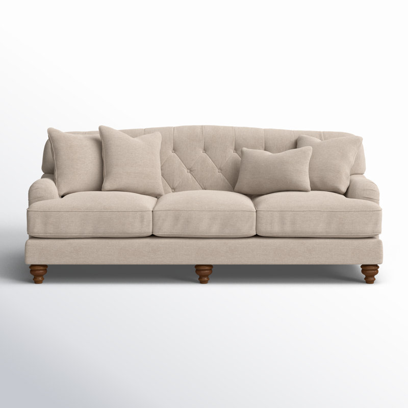 Sullivan Upholstered 90'' Sofa, Index 41 Taupe Performance Twill, Pecan, No