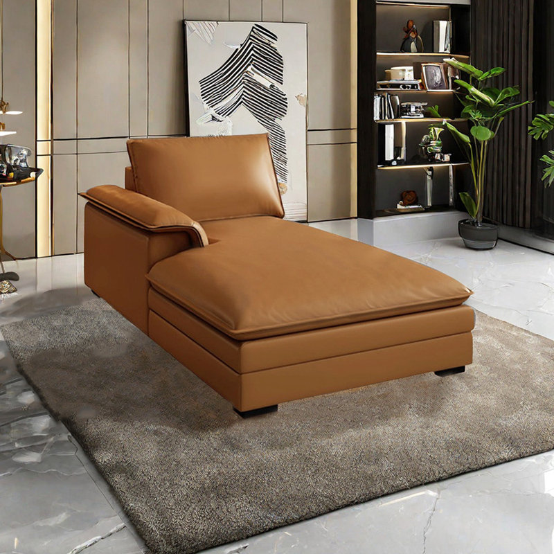 Chaises longues confortables et ergonomiques pour l'intérieur, Accoudoir à gauche (vu de face), Brun