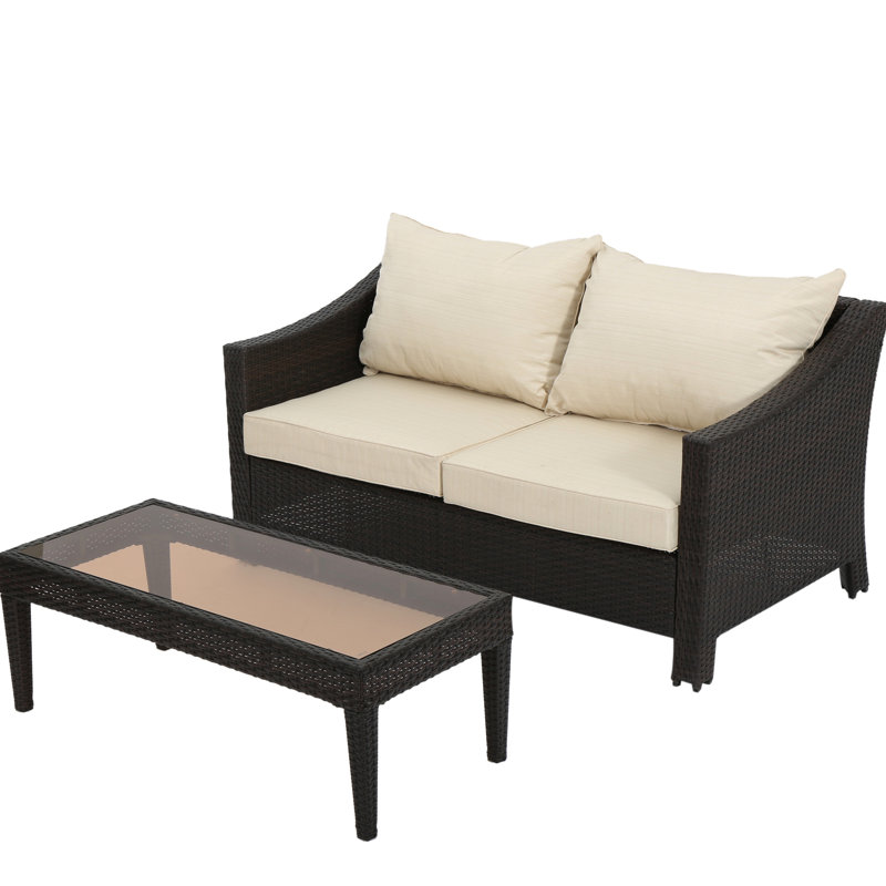 Table et patio brun - Tissu imperméable, cadre en fer Pe + confortable et brun,