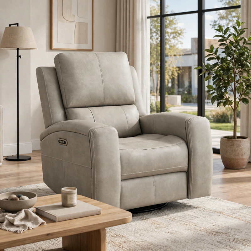 Fauteuil inclinable et oscillant pivotant triple Joe, USB, similicuir gris