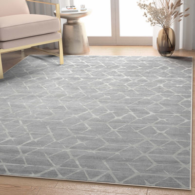 Tapis gris à motif géométrique tissé à plat Nuzzo Kintsugi