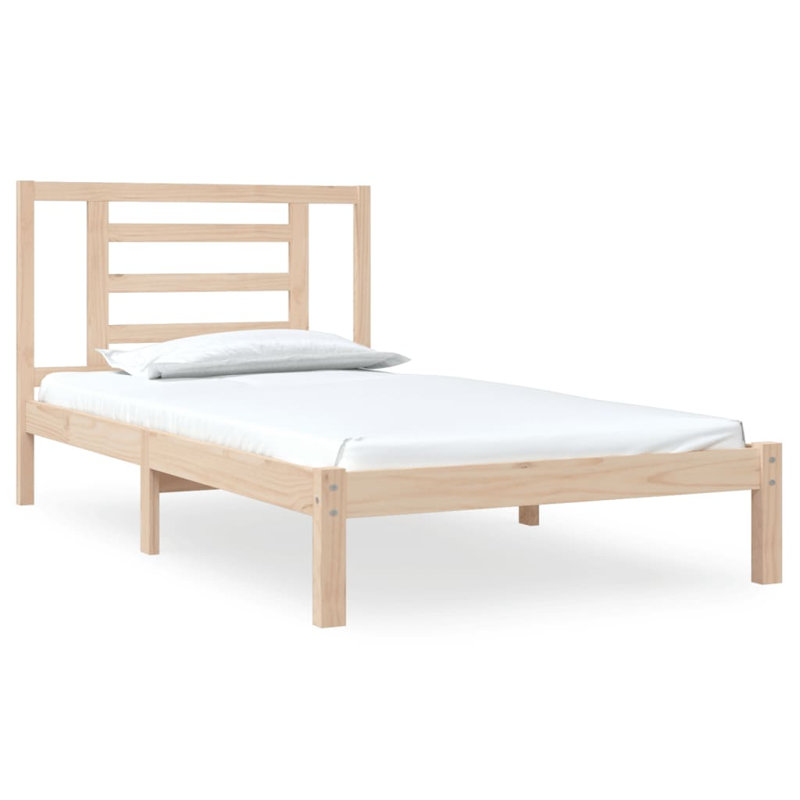 Bed Frame Solid Wood, Single (3'), Brown