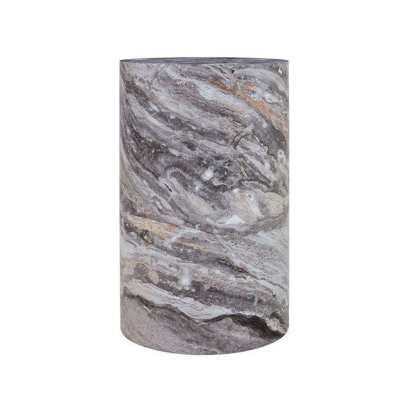 marble textured cylindrical coffee table