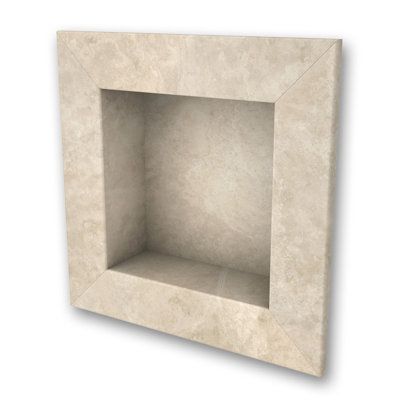 FlexStone 17"W x 17"H Square Recessed Shampoo Caddy in Creme Travertine