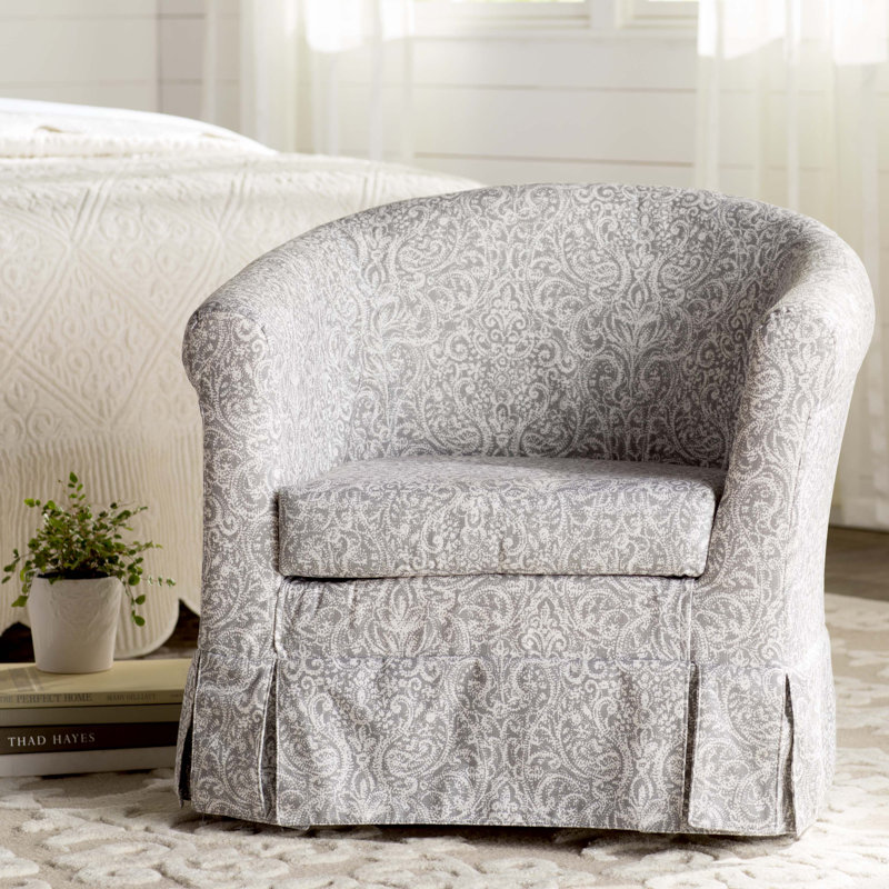 Cayeman Upholstered Barrel Chair, Gray