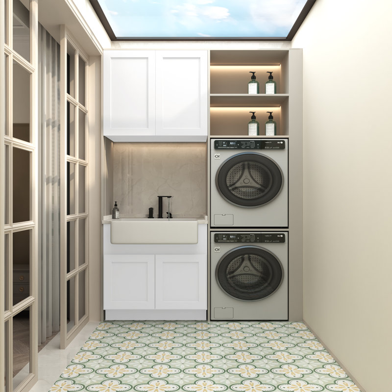 Ready-to-Assemble Kitchen Sink Base Cabinet, Shaker White, 34.5" H x 36" W x 24" D