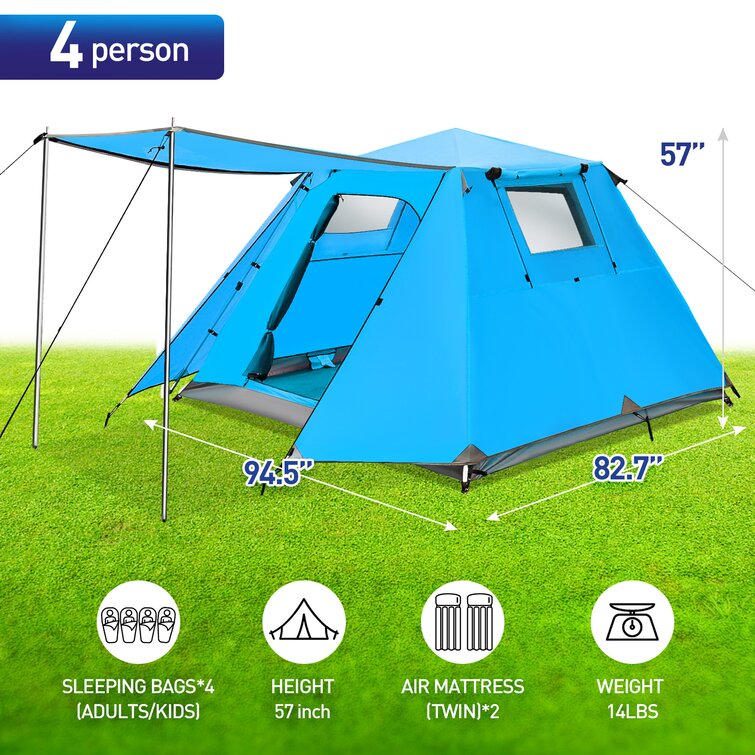 Tooca 4 Person Camping Tent with Full Cover Rain Fly & Reviews