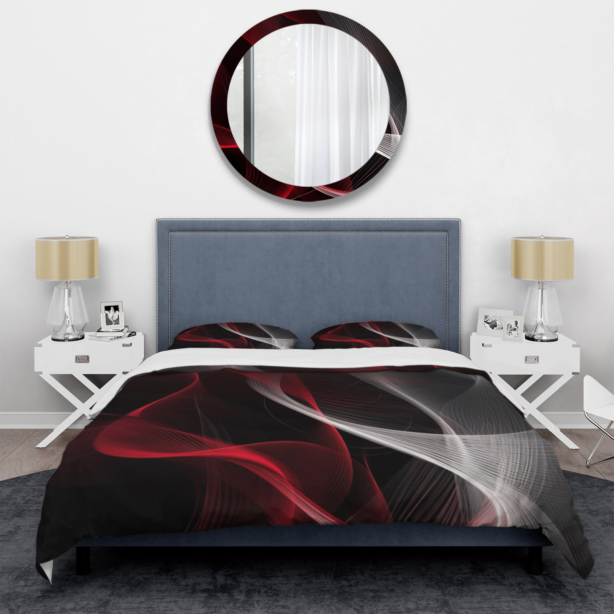 Design Art Ensemble de housse de couette rouge et noir Contemplative