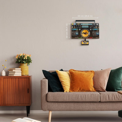 Retro Boombox Wall Clock - 80s Cassette Player Style - Swinging Tape Pendulum - Colorful Music Decor - Gift for Vinyl & Music Lovers