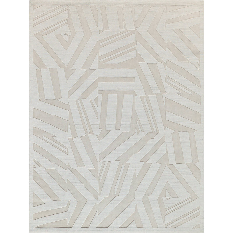 Tempo Wool Geometric Area Rug in Light Beige, Rectangle 8' x 10'