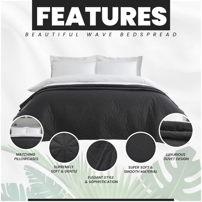 Abstract Bedspread, Dark Grey
