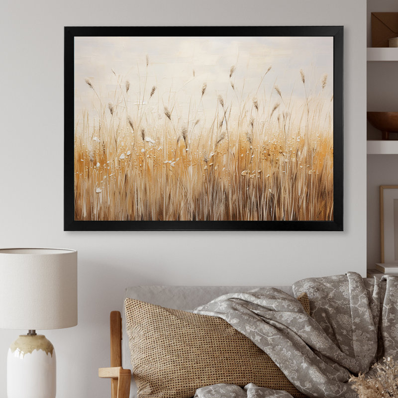 Prairies majestueuses prairies sur toile, Cadre simple noir, H 16 po x l 32 po x P 1 po