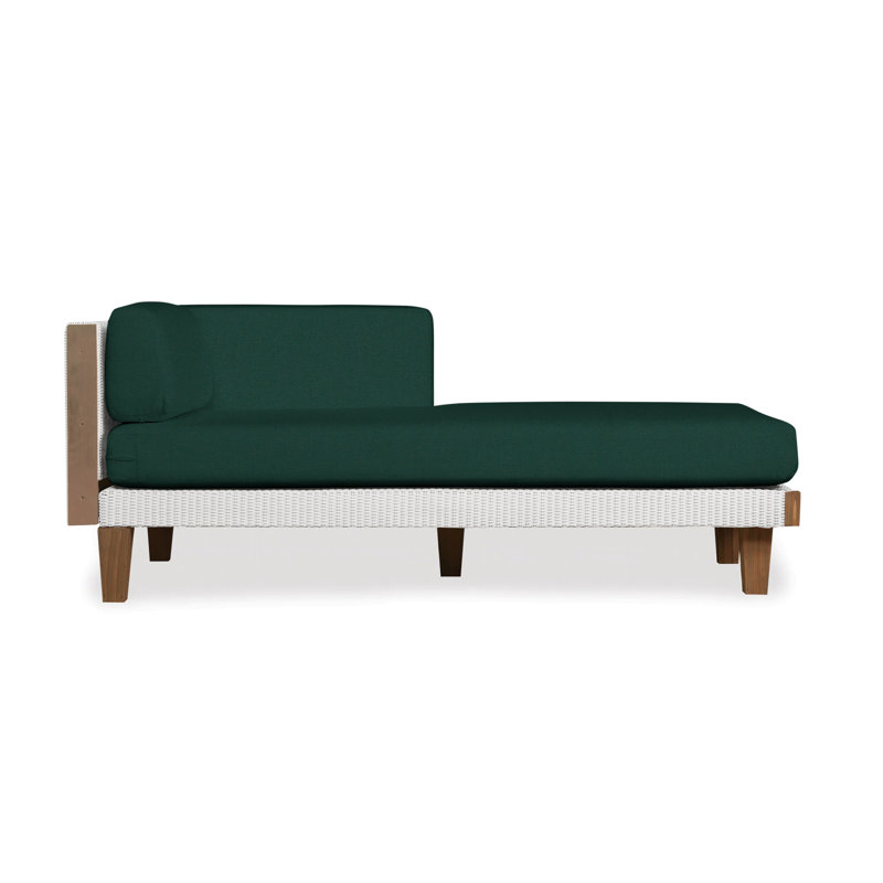 Catalina Outdoor Teak Chaise Lounge, Loveboat Mint, White
