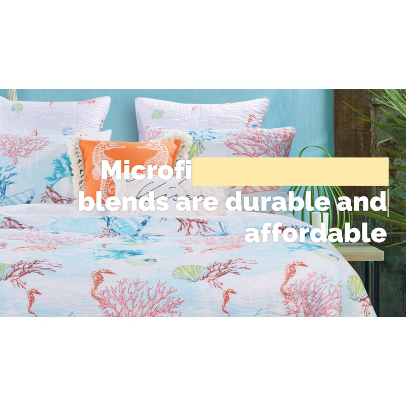 Cruz Twin Reversible White Microfiber Coastal Quilt Set