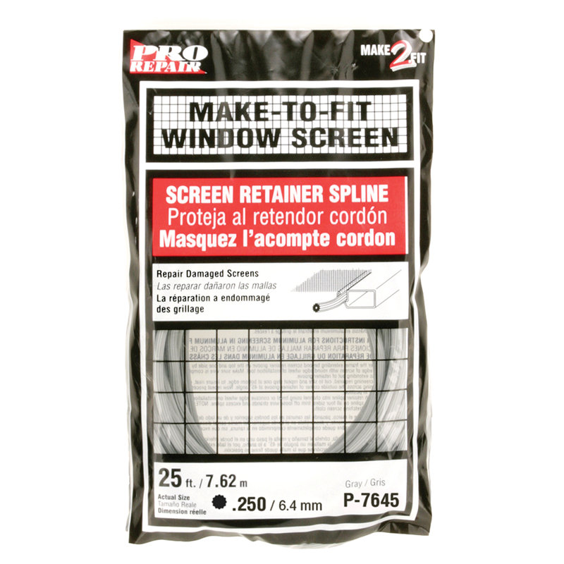 Cannelure de retenue pour écran Prime-Line, 25 pieds. (Paquet simple), Gris, H 8,9 po x l 4,8 po x P 1,8 po