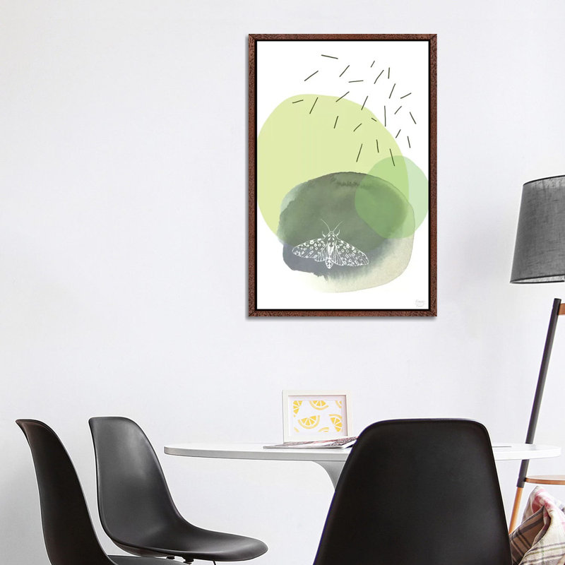 The Lonely Moth - Print on Canvas, 101.6cm H x 66.04cm W x 3.81cm D, Classic Brown Wood Floater Framed