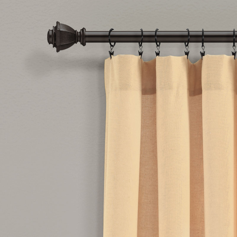 Off White Linen Blend Pleated Rod Pocket Window Panel