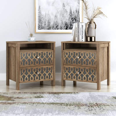 Allysyn 2-Drawer Nightstand with Open Storage