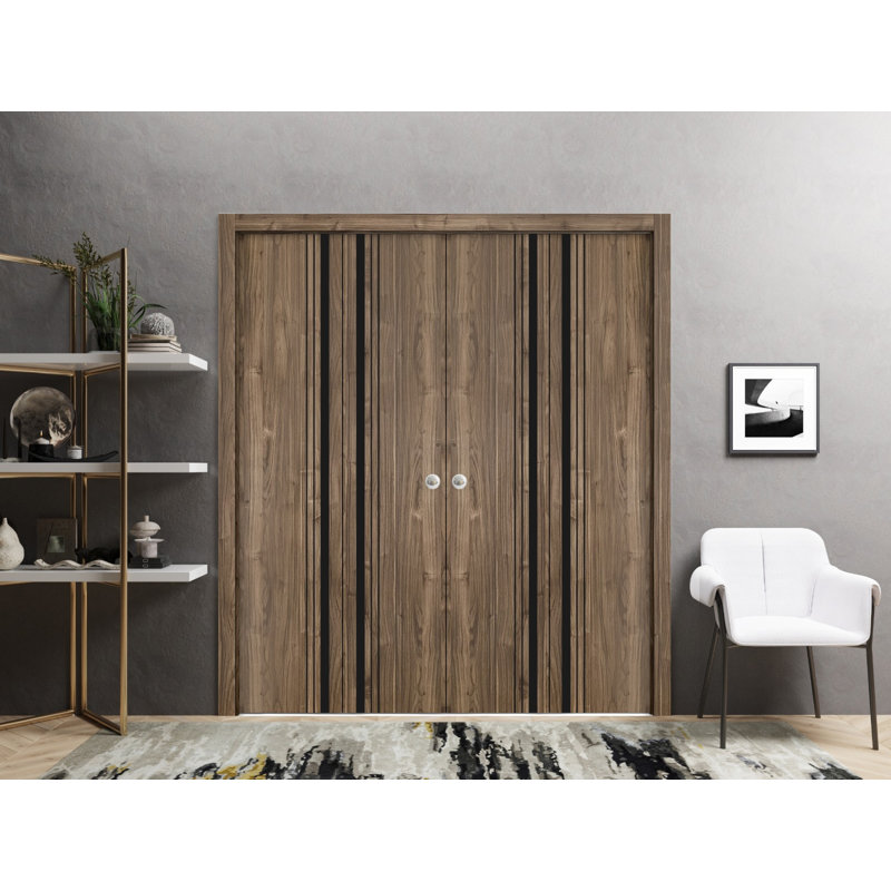 Porte de grange en bois massif massif, 72 po x 96 po, Noyer