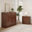 Ensemble de 2 tables de chevet 3 tiroirs, table de chevet en bois cannelé, ensemble de 2 tables de chevet, H 23,9 po x l 22,8 po x P 15 po, noyer-293338403-293338429