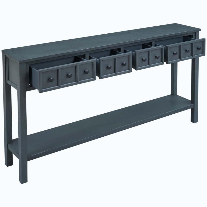 Tarsita Rustic Entryway Console Table Long Sofa Table with Drawers and Bottom Shelf Entryway Table, Navy