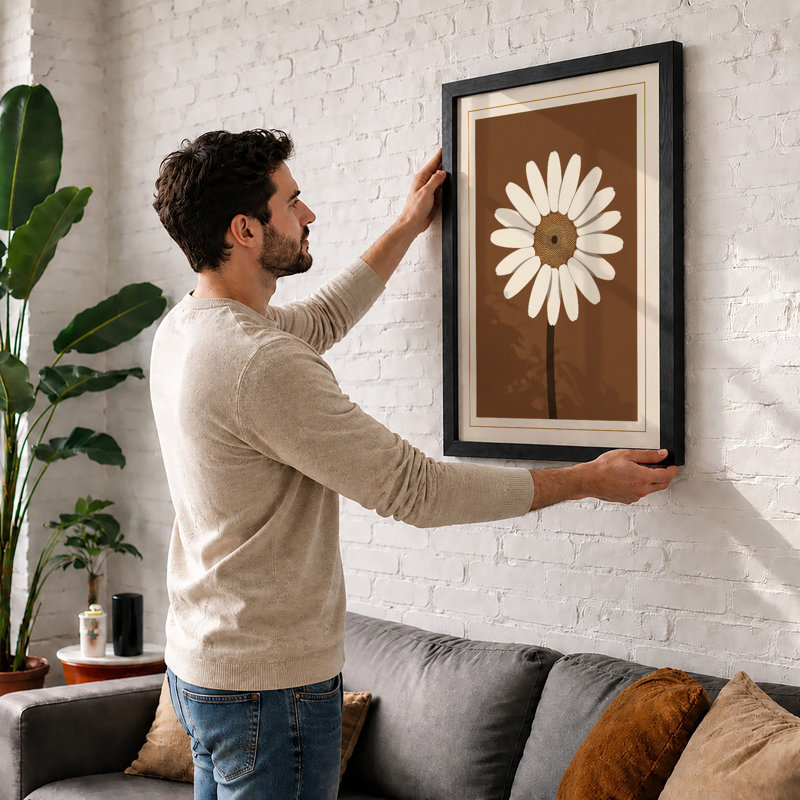 Daisy Stem Botanical - Framed Print, Unframed, A2 - 59.4 x 42.0 cm