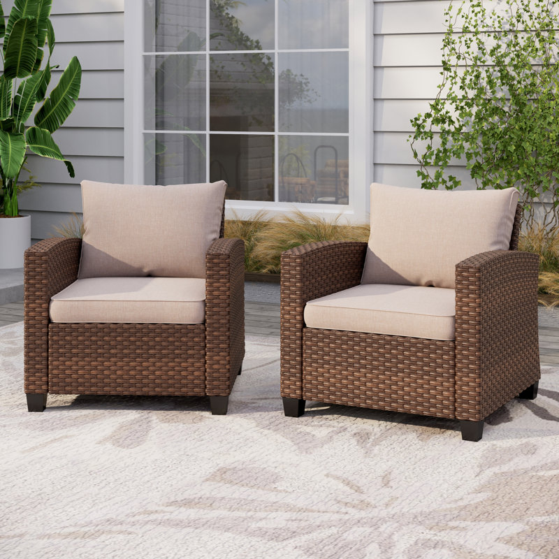 Chaise de patio avec coussins Argyri, Coussin Pro Performance, toile beige