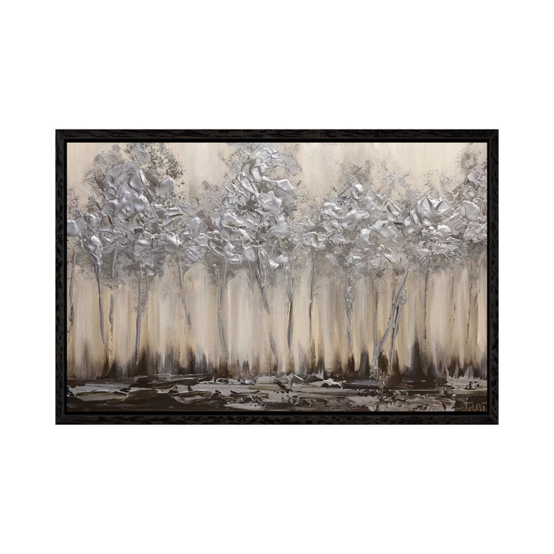 Silver Forest by Osnat Tzadok - Painting on Canvas, Black Framed, 66.04 cm H x 45.72 cm W