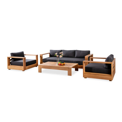 Leon 5-Person Eucalyptus Patio Seating Group