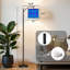 Lampe sur pied à arc avec abat-jour réglable à abat-jour géométrique à losanges Lampe sur pied bleue 3 températures de couleur à intensité variable avec interrupteur au pied pour chambre à coucher