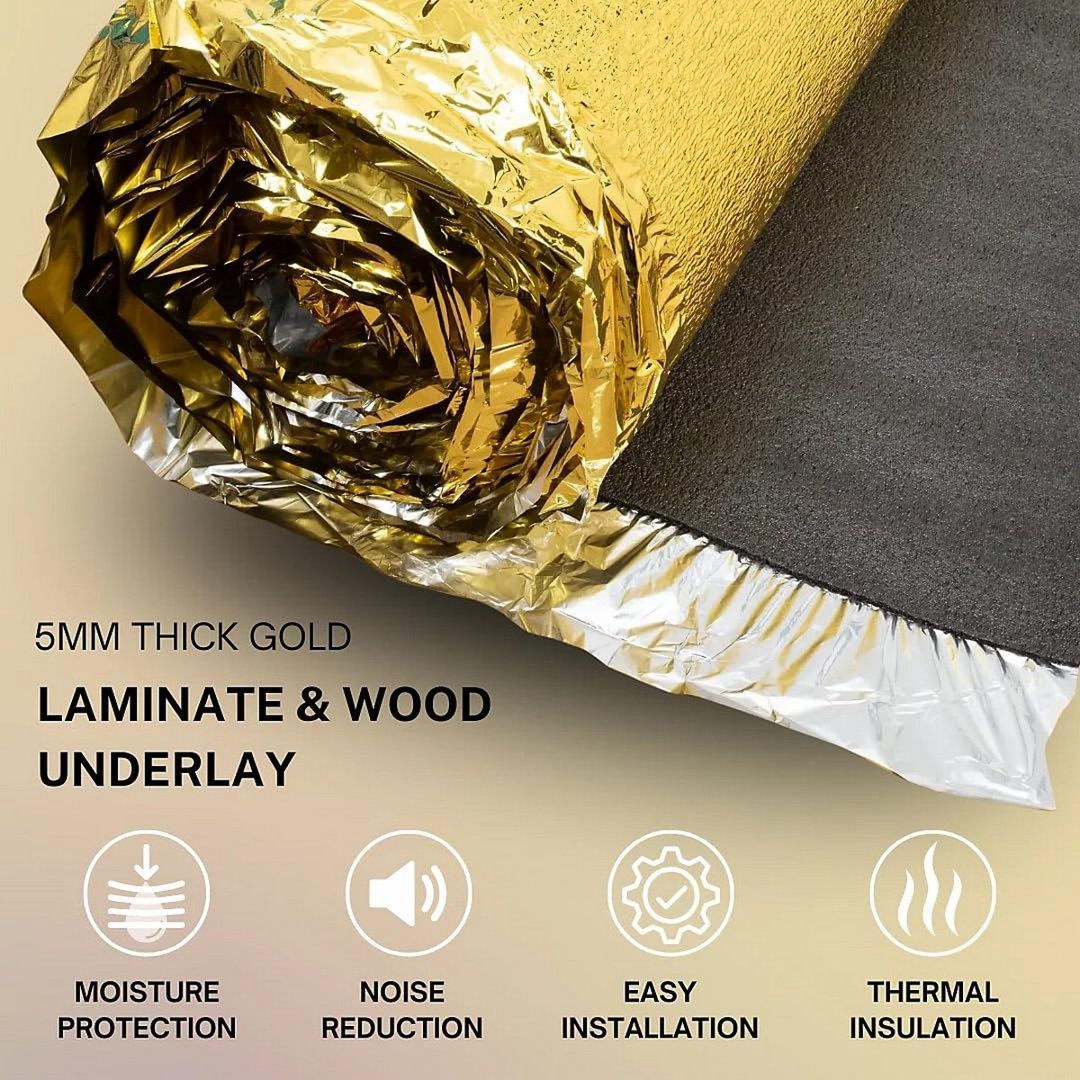 Vinyl Flooring Uk Unisex Gold 5Mm Laminate Damp Proof Membrane Underlayment - Image 2
