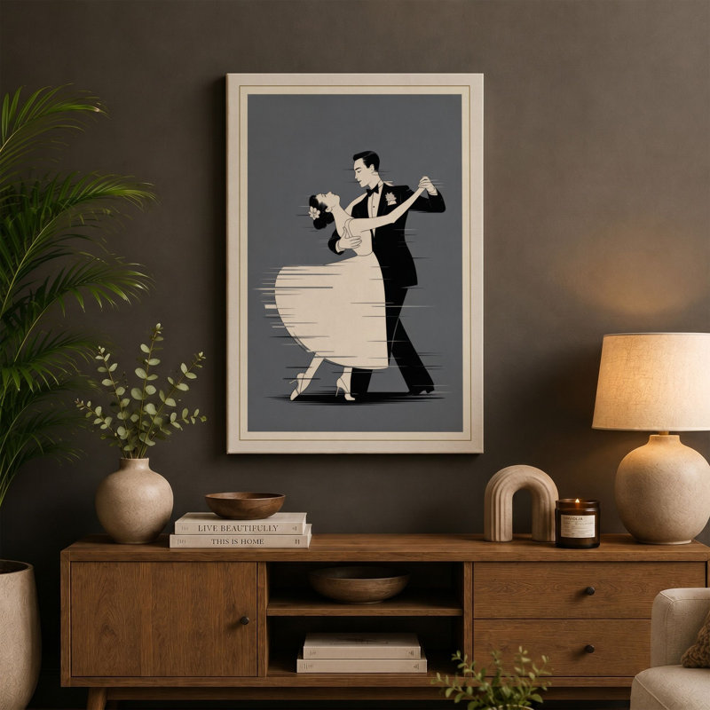 First Dance Art Deco - Wrapped Canvas, 36x24 - 91.4 x 61.0 cm, Cream Border
