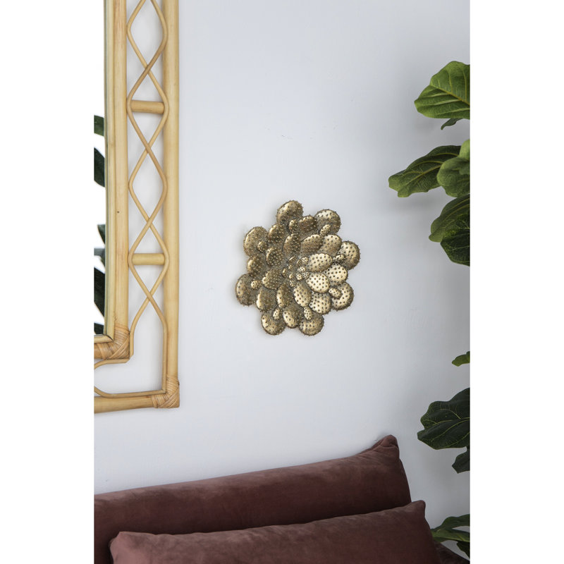 Plaque dorée succulente dorée - 1,6 po de largeur, 10 po de profondeur, de hauteur, de résine et de métal, 10 x 10 x 1,6 po de style Modern Home Design, rehaussant le style du décor