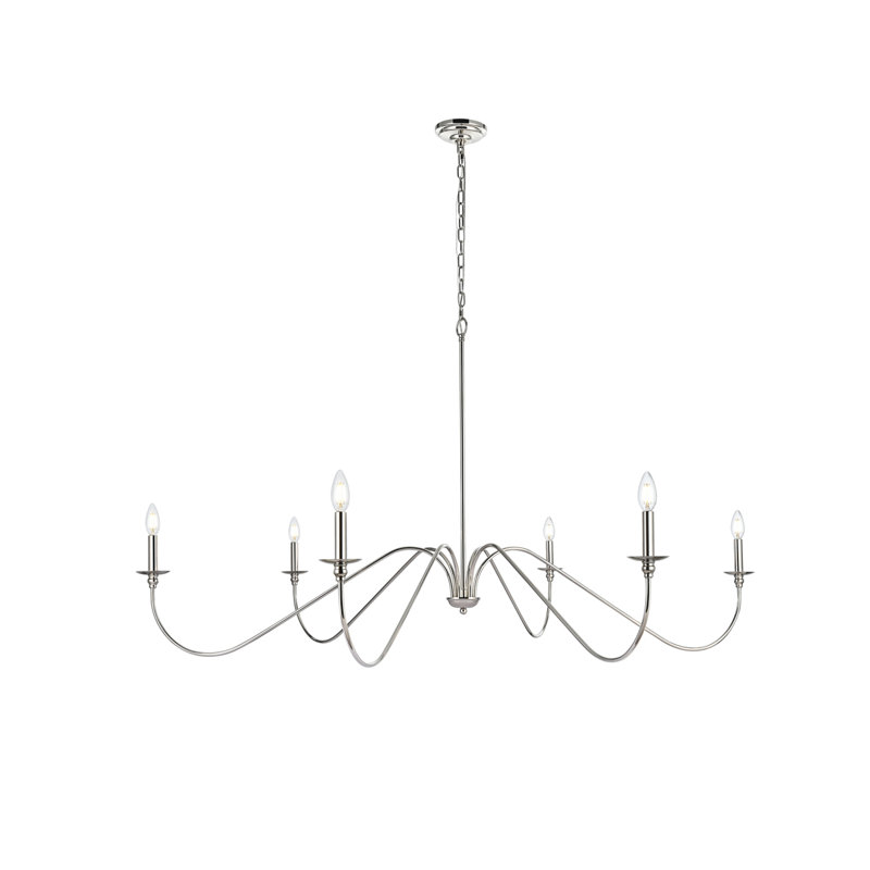 Sherree 6-Light Dimmable Chandelier, Polished Nickel, 18" H x 30" W x 30" D